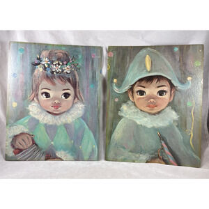 Sherle Big Eye Litho Prints Gigi & Jaque Museum Editions 14 x 11 Unframed 1960s